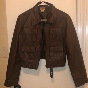 100% real, brown leather jacket, size L